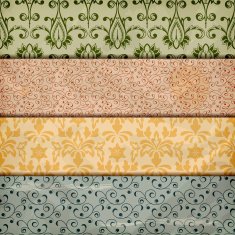 vector seamless floral borders on crumpled paper texture N2