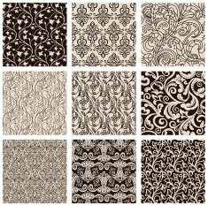 Set of abstract seamless patterns black and white