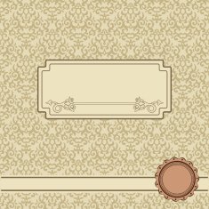 Vintage frame with damask seamless background N4