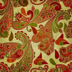 Vector Seamless Paisley Pattern on Grungy Background