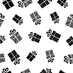 Seamless vector Gift pattern black gift boxes on white background