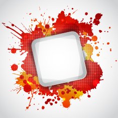 Modern white frame with red blots