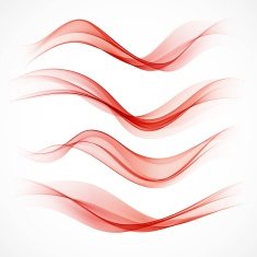Set of wavy red banners Vector illustration