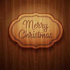 Merry Christmas frame on wooden background Vector illustration