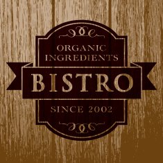 Vintage Bistro Label on Aged Wood N2