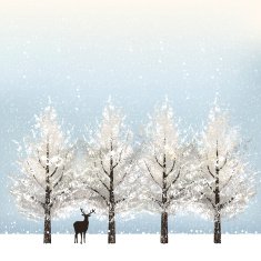 Holiday background with snowy trees and reindeer N2