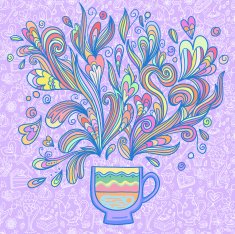 Curly and steamy tea party cup N4