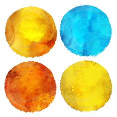 Watercolor colorful paint stains set