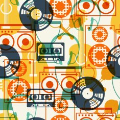 Seamless pattern with musical instruments in flat design style N4