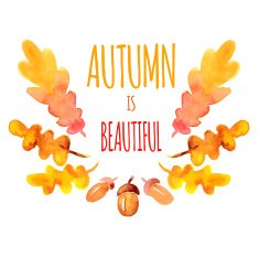 Watercolor Oak Leaves And Acorns Wreath