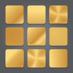 App icons background set Golden metal button
