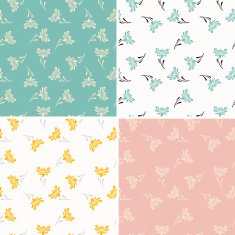 Chrysanthemum seamless pattern set