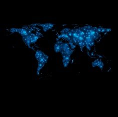 Abstract shiny lights world map