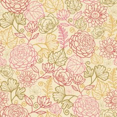 Autumn Plants Fabric Texture Seamless Pattern