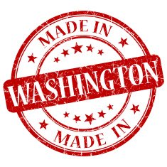 made in Washington red round grunge isolated stamp