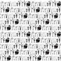 Seamless black & white pattern of cocktails and drinks