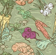 Colorful root vegetable seamless repeating pattern