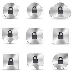 brush metal icon set of Security