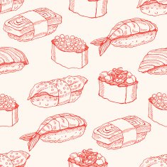 seamless background with sketch sushi N3