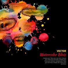 Template with bright watercolor blots