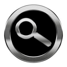 magnifier icon silver isolated on white background