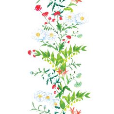 Summer meadow floral seamless vertical vector band