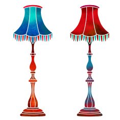 Watercolor vintage floor lamps set