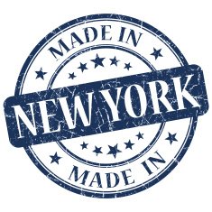 made in New York blue round grunge isolated stamp N2