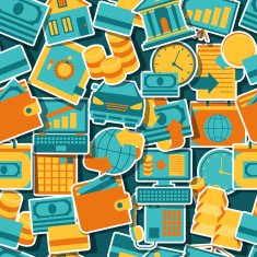 Seamless pattern of banking icons N7