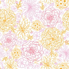 Flowers outlined seamless pattern background N2