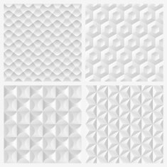 Abstract white 3d paper geometric pattern seamless background N2