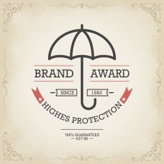 Hand Drawn with Umbrella Rescue Concept Vintage Label N2