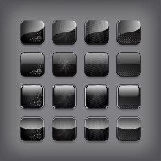 Set of blank black buttons N2