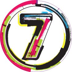 Colorful grunge font Number 7 N3