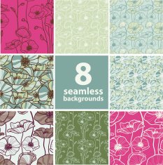 set of 8 seamless floral backgrounds N3