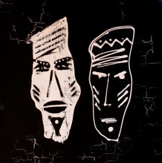 handpainted african design black and white N2