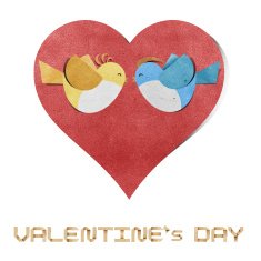 red heart and bird recycled papercraft N4