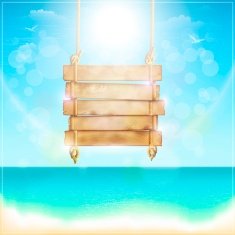 Blank Wooden Sign On a Beach
