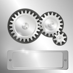 Metal background with pinions and metal frame for text N2