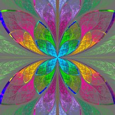 Symmetrical multicolor fractal flower in stained glass style N5