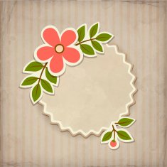 Vector badge with flower in retro style N2