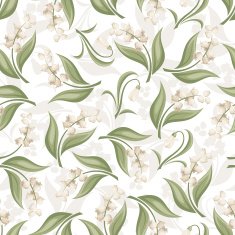 Seamless pattern with lily of the valley and snowdrop flowers N2