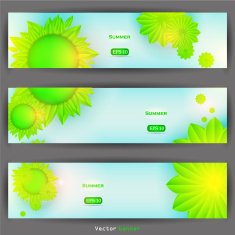 Vector floral banner set