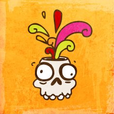 Skull With Swirls on Grunge Background N2