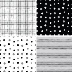 Set of seamless decorative polka dot striped and checked patterns N3