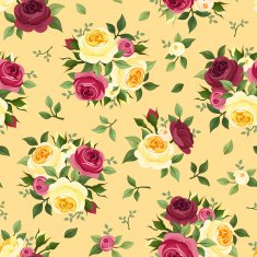 Seamless pattern with red and yellow roses Vector illustration