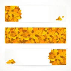 Three autumn banners with colorful leaves N2