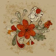 Vector Greeting Card with Bizarre Floral Pattern