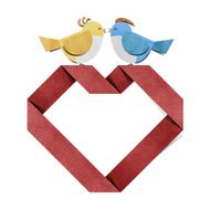 red heart and bird recycled papercraft N5