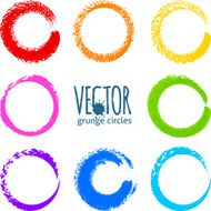 Rainbow colors brush strokes grunge circles